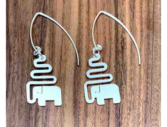 Contemporary Stylized Sterling Silver Elephant Earrings