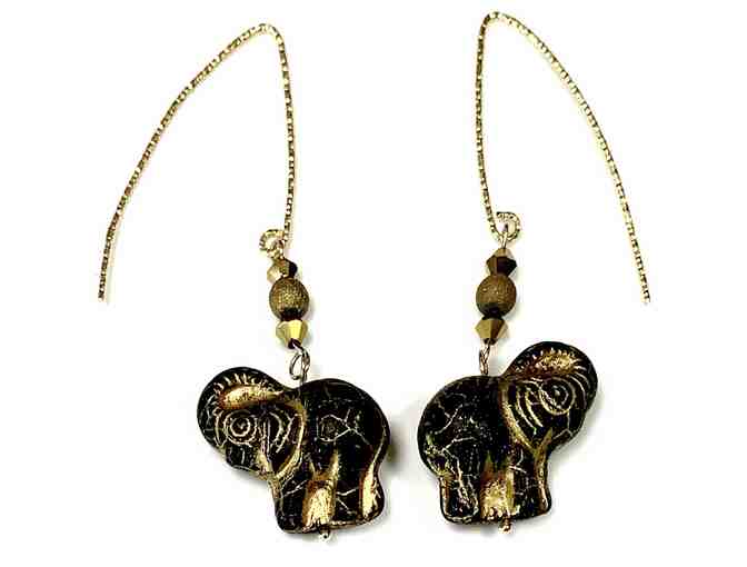 Black & Gold Ellie Earrings on Gold-Filled Ear Wires