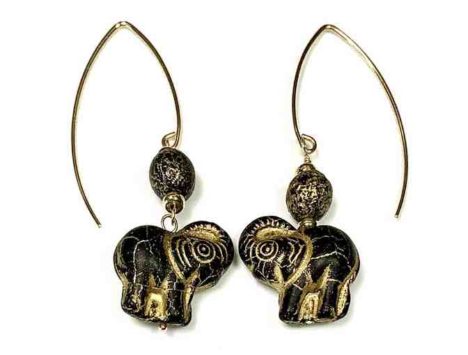 Black & Gold Ellies on Gold-filled Ear Wires
