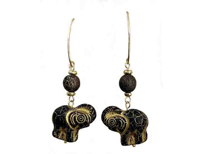 Black & Gold Ellies on Gold-filled Ear Wires