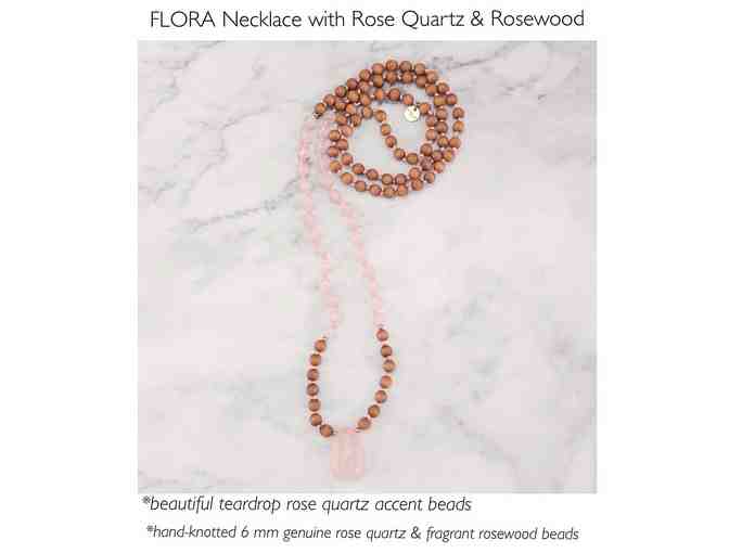 FLORA Long Necklace with Rose Quartz & Rosewood