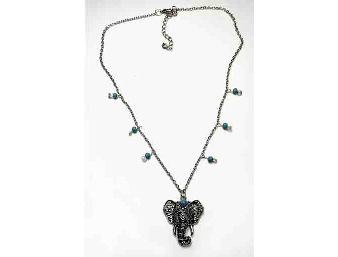 Ellie Head Pendant on Silver Chain with Turquoise Dangles