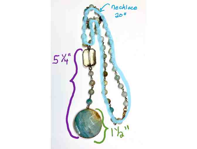 Lariat Style Amazonite Necklace with Beautiful Pendant