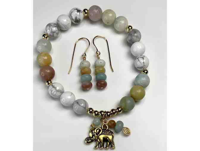 Amazonite Gold Filled Earrings & Amazonite Howlite Bracelet