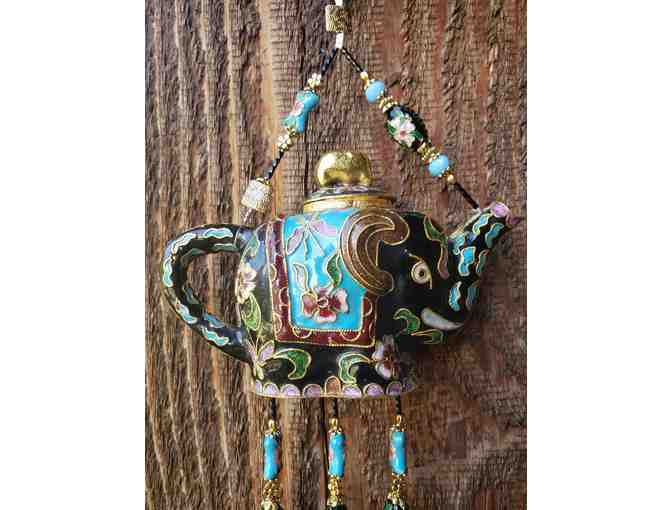 Artisan Cloisonne Elephant Chime from Upcycled Teapot