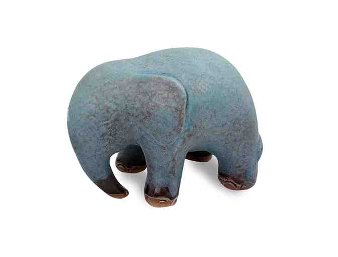 Artisan Turquoise Ceramic Elephant Figurine