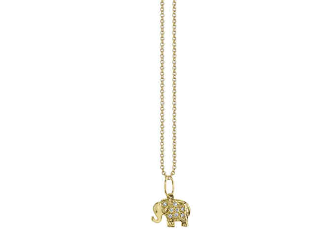 14K Gold Mini Pave Elephant Charm Necklace by Sydney Evan