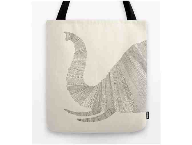 Art on Premium Tote: ELEPHANT (composed of doodles) (16 inches)