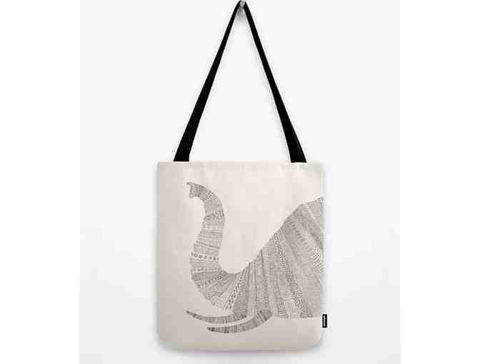 Art on Premium Tote: ELEPHANT (composed of doodles) (16 inches)
