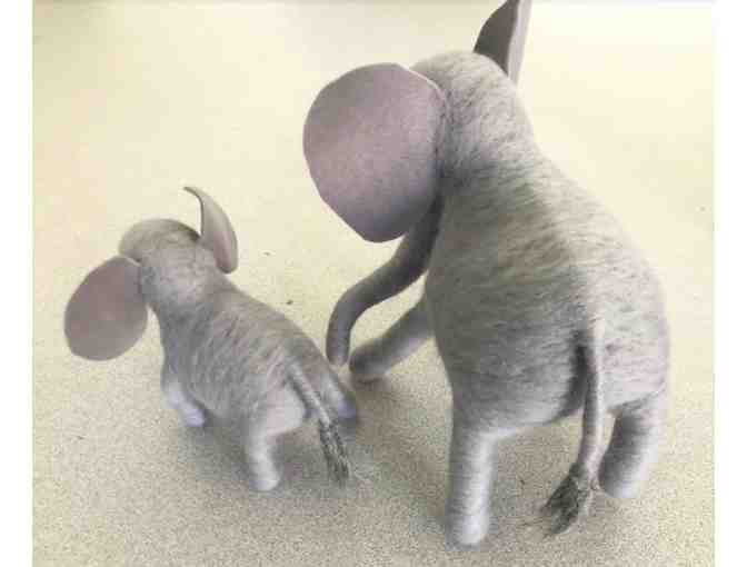 Handcrafted Felted Elephants Mother and Baby