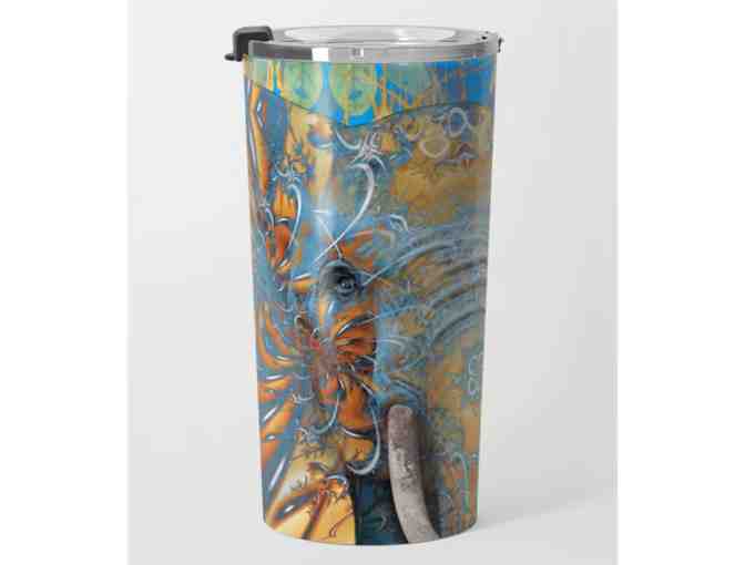 Art on Stainless Steel Travel Mug- BLUE ELEPHANT