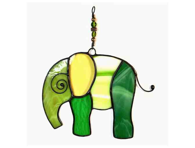 Artisan Stained Glass Elephant Suncatcher #2