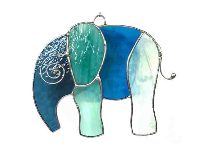 Artisan Stained Glass Elephant Suncatcher #3