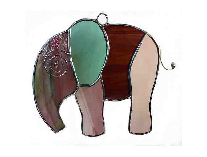 Artisan Stained Glass Elephant Suncatcher #4