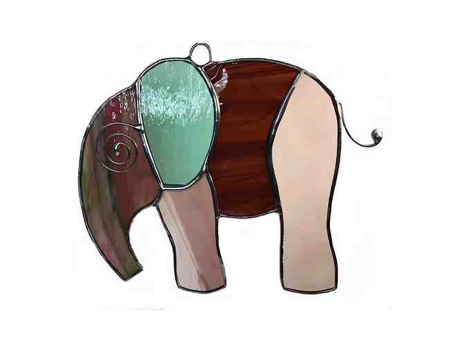 Artisan Stained Glass Elephant Suncatcher #4