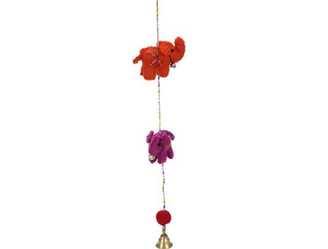 Adjustable Braided Kiwi Jasper Bracelet and Colorful Nepalese Elephant Garland with Bell