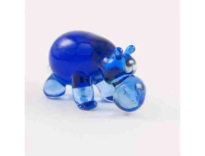 2 Artisan Glass Hippos and 2 Decorative Resin Elephant Hook
