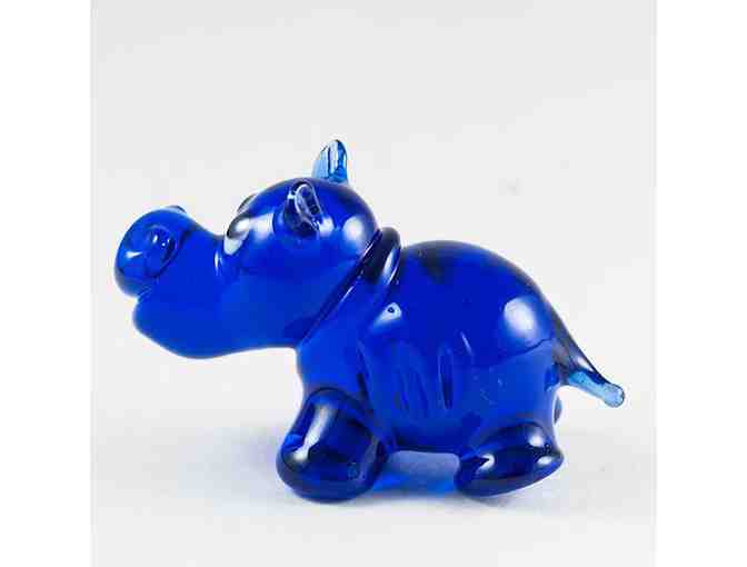 2 Artisan Glass Hippos and 2 Decorative Resin Elephant Hook