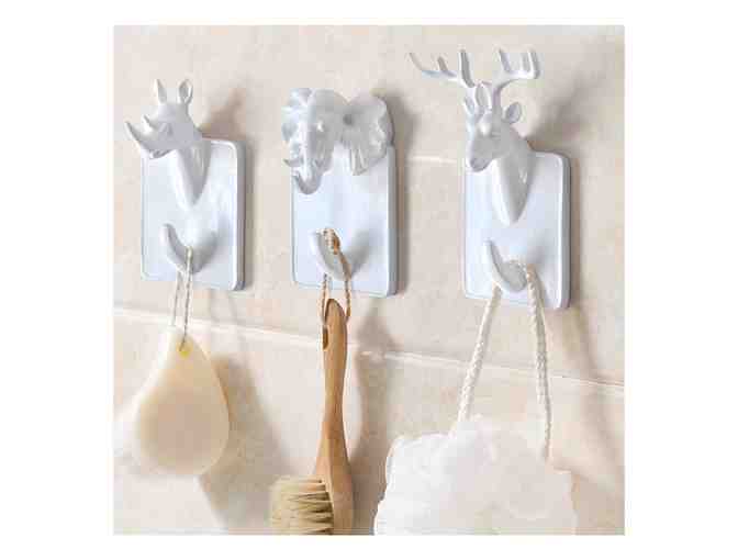 5 White Decorative Resin Elephant Hooks