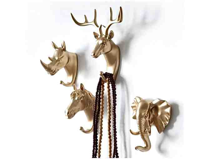 5 Gold Decorative Resin Elephant Hooks