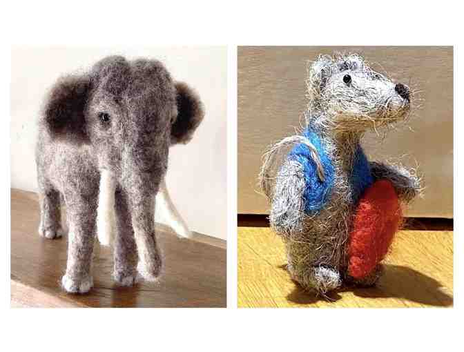 Artisan Crafted LARGE Felted Asian Elephant with Bonus Mouse