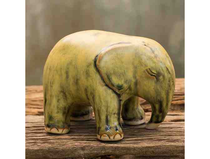 Artisan Celadon Ceramic Elephant Figurine