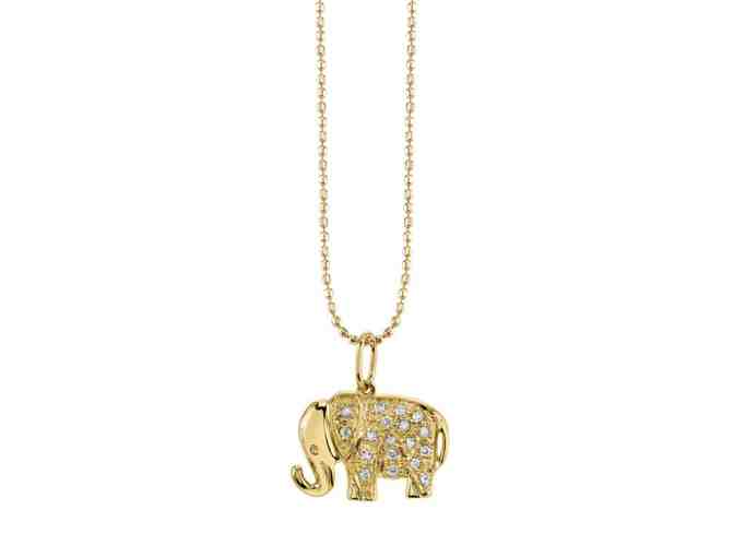 14K Gold Mini Pave Elephant Charm Necklace by Sydney Evan - Photo 1