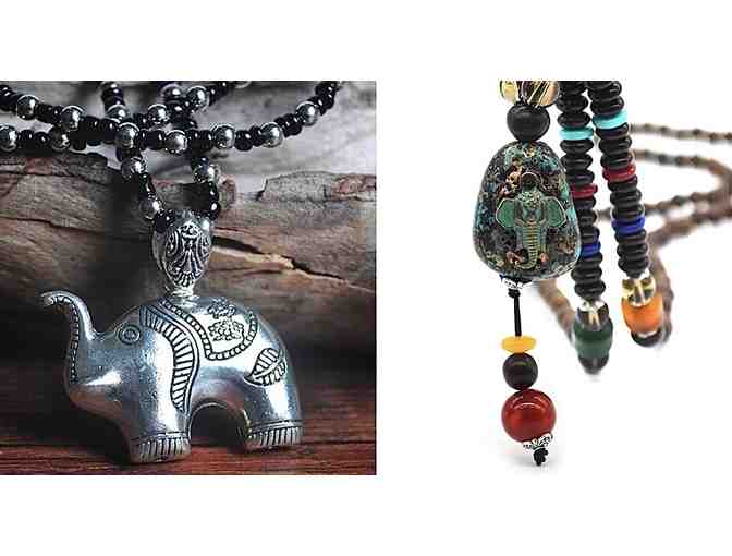 2 Long Boho Style Elephant Necklaces