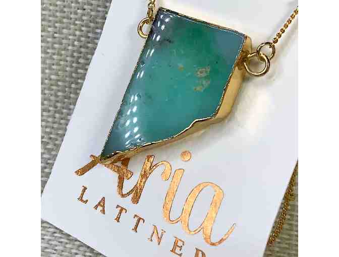 Aria Lattner EMMA Necklace: Chrysoprase Slice on Gold-Filled Satellite Chain