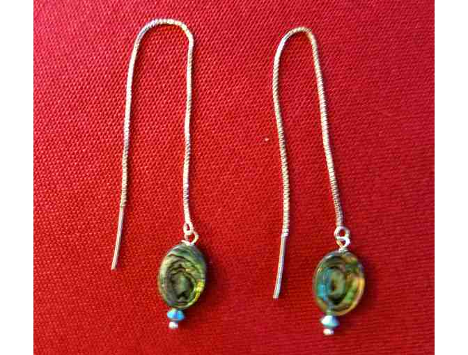 Abalone Pearl Sterling Silver Earrings by Roxie Patton