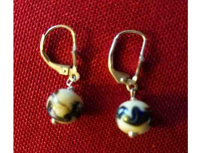 Handmade Glass Bead and Sterling Silver Earrings by Roxie Patton