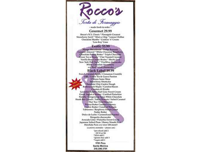 Rocco's Cheesecake - $40 Gift Certificate