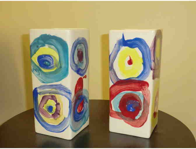 Wassily Kandinsky Inspired Ceramic Vessels by City Pre-Kindergarteners