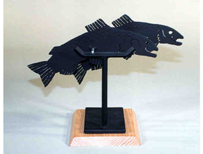 Kinetic Metal Trout Sculpture by Charles Ringer