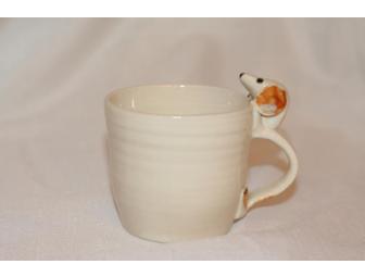 Red and White Piebald Dachshund Ceramic Handmade Coffee Mug