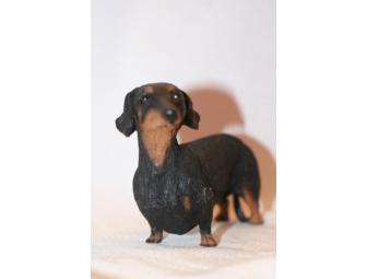 Small Black and Tan Vintage Dachshund Resin Collectible Figurine