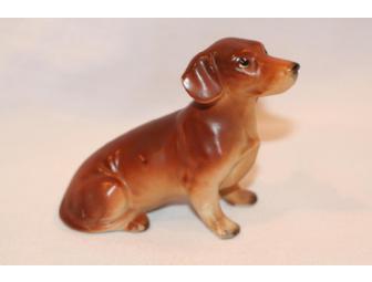 Vintage Red Dachshund Porcelain Figurine Collectible from Japan