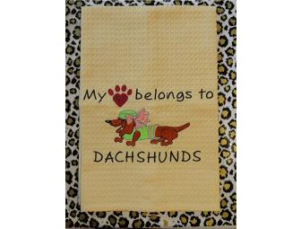 My Heart Belongs to Dachshunds Waffle Weave Tea Towel Custom Embroidered