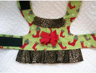 Handmade Christmas Stockings and Leopard Ruffled Harness Vest for Dog / Dachshund