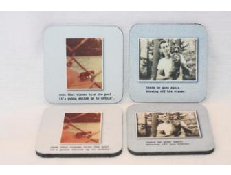Set of Four Funny Photo Coasters Humorous Dachshund Sayings