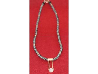 Handmade Contemporary Stone Beaded Necklace with Drop Pendant