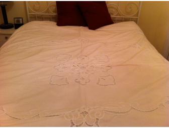 Pale Pink Scalloped Edge Duvet Cover for King Size Bed