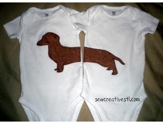 Handmade Dachshund Twin Onesie Set Size 3M Perfect Baby Gift