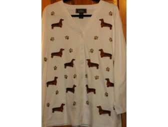 Dachshund TwinSet in Size 1X White with Brown Embroidery