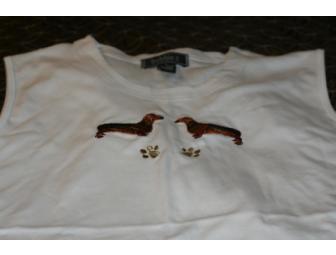 Dachshund TwinSet in Size 1X White with Brown Embroidery
