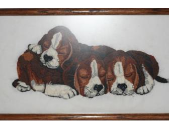 Sleeping Puppies Handmade Needlepoint Art