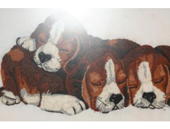 Sleeping Puppies Handmade Needlepoint Art