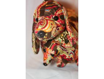 Fuzzy Nation Dachshund Purse Bright Fall Colors with Dachshund Pin