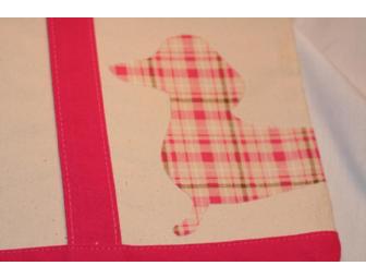 Pink Dachshund Handmade Canvas Tote Bag