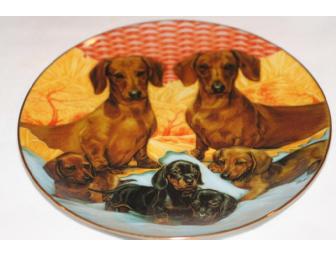 Danbury Mint Family Ties Collectible Dachshund Plate from Delightful Dachshunds Series
